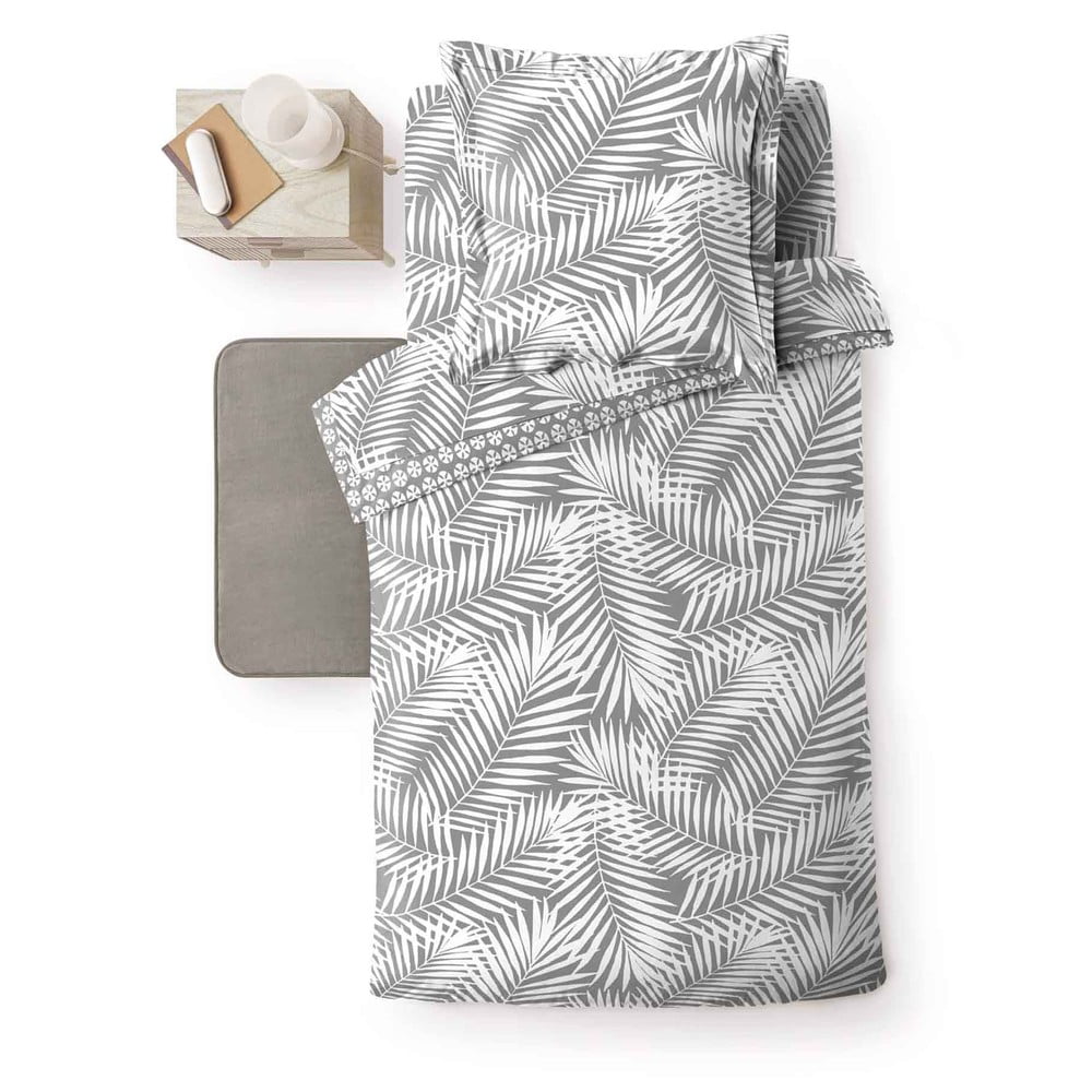 Szürke egyszemélyes pamut ágyneműhuzat 140x200 cm Botania – douceur d'intérieur