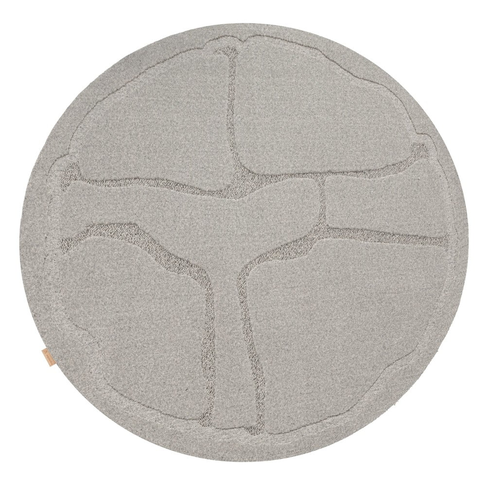 Szürke gyapjú kerek szőnyeg ø 200 cm Morphic Organica – Agnella