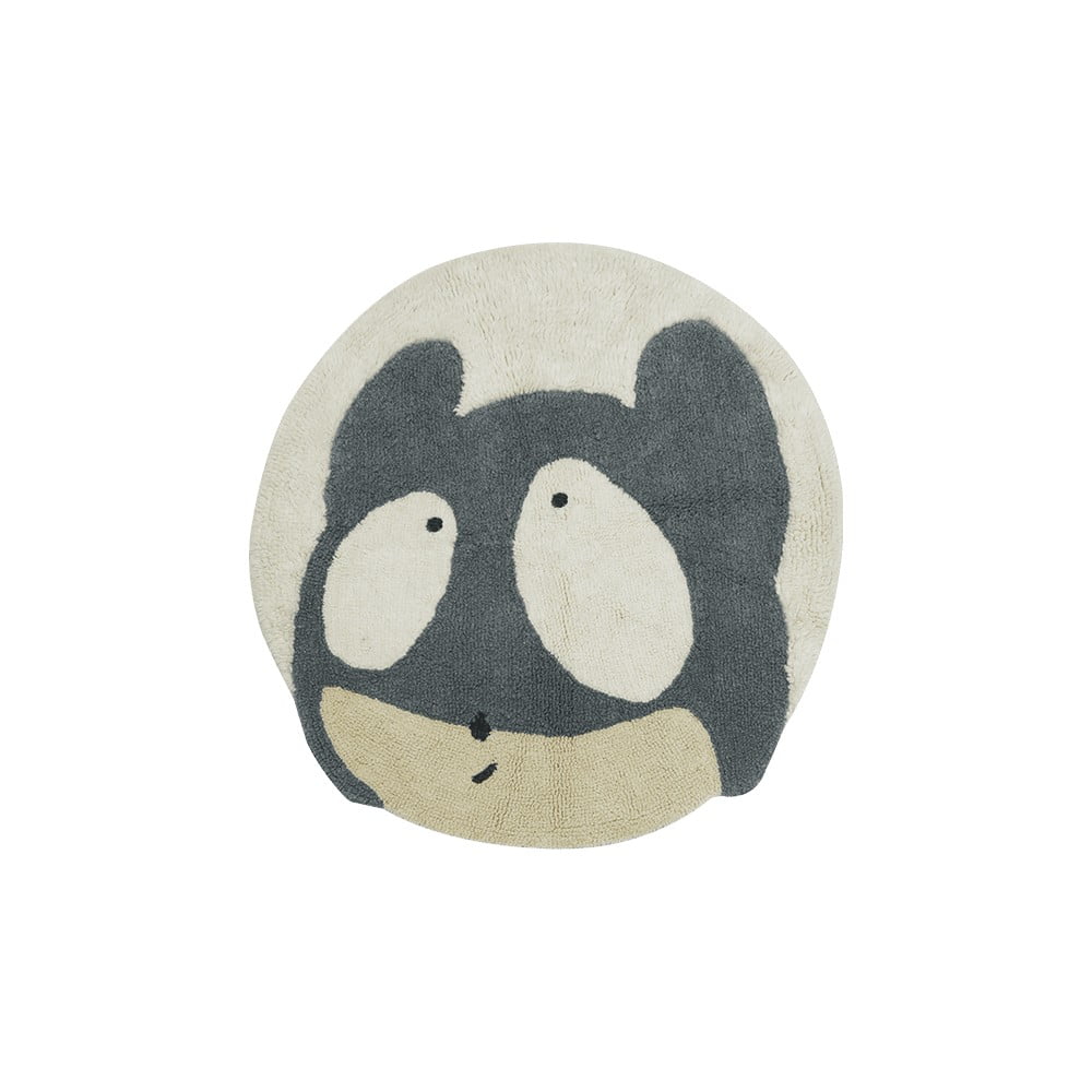 Szürke-krémszínű mosható kézi szövésű gyapjú gyerek szőnyeg ø100 cm Astromouse – Lorena Canals