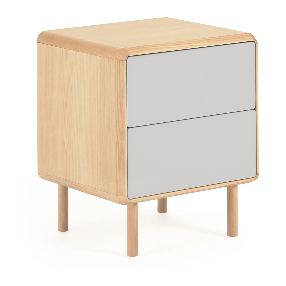 Szürke-natúr színű éjjeliszekrény Anielle – Kave Home