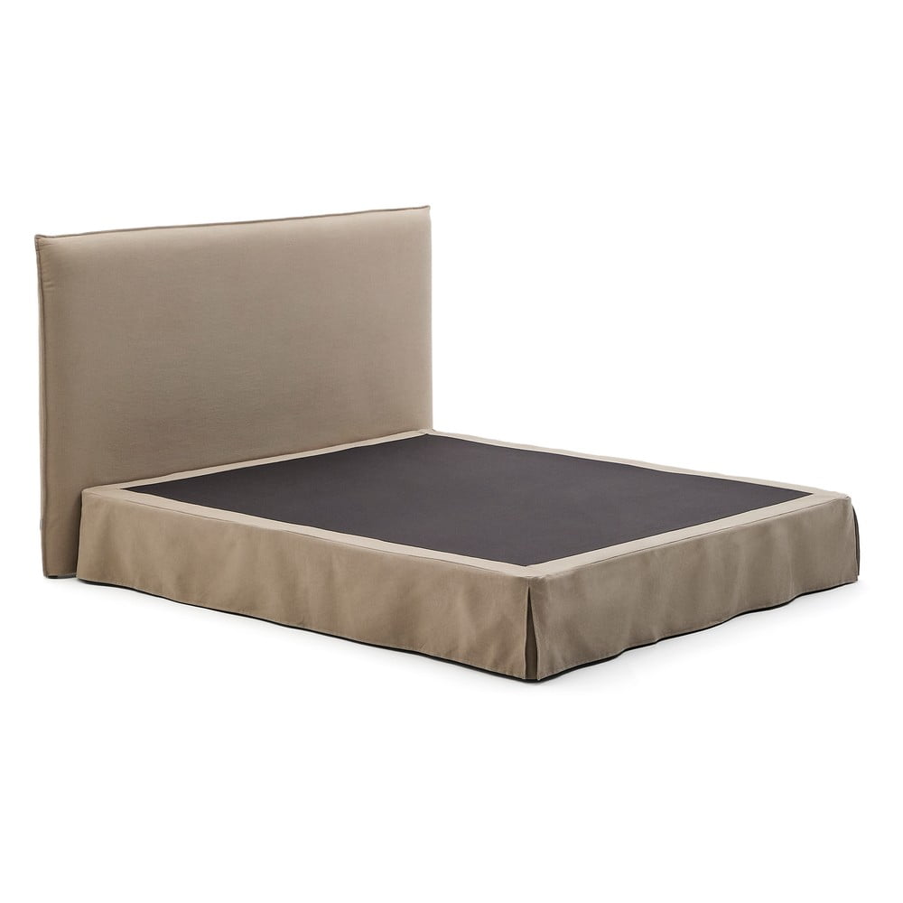 Szürkésbarna kárpitozott franciaágy 180x200 cm Jaira – Kave Home