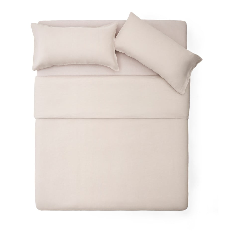 Szürkésbézs kétszemélyes hosszabbított lenkeverék ágyneműhuzat 260x240 cm Simmel – Kave Home