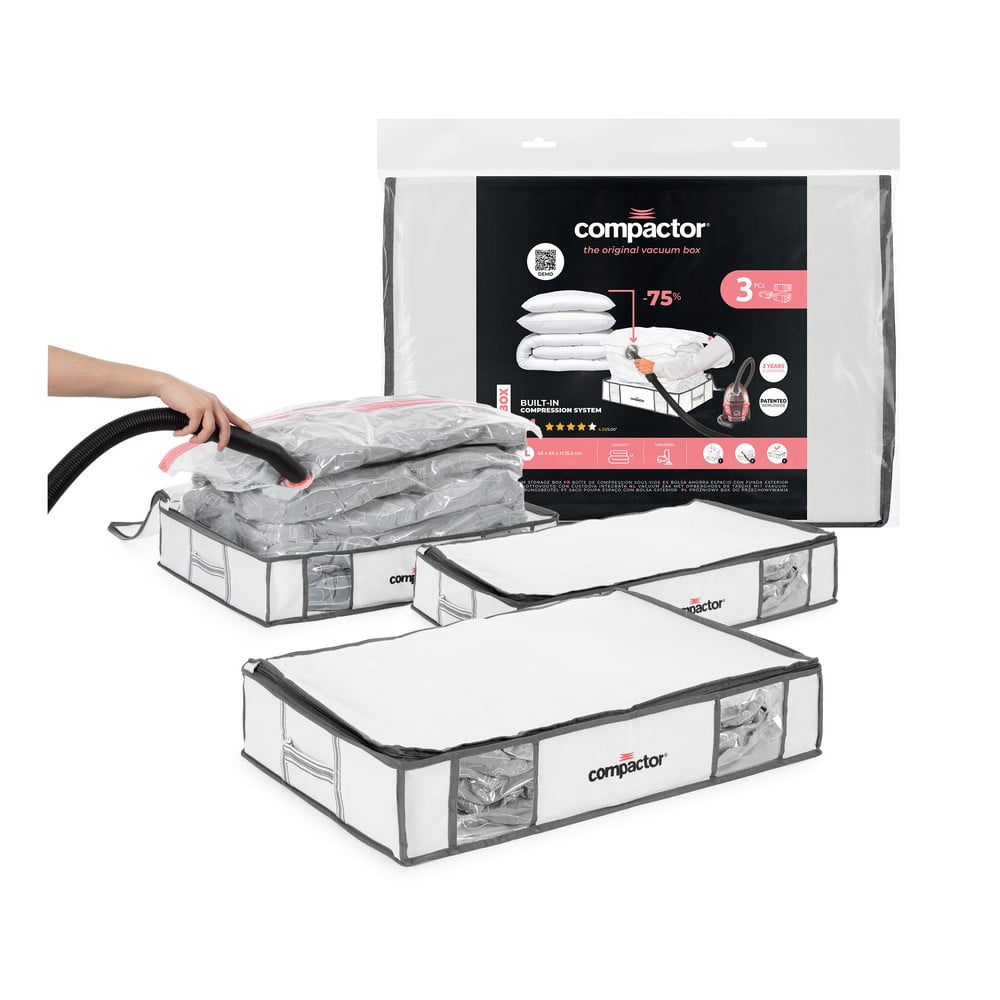 Vákuumos-megerősített textil ruhatároló doboz szett 3 db-os 45x65x15