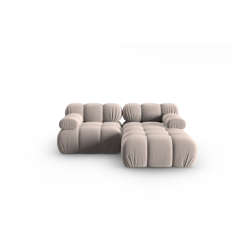 Világosbarna bársony moduláris sarokkanapé (jobb oldali) Bellis – Micadoni