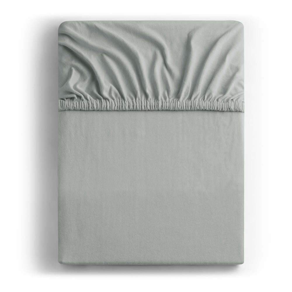 Világosszürke gumis jersey lepedő 200x200 cm Amber – Restilo