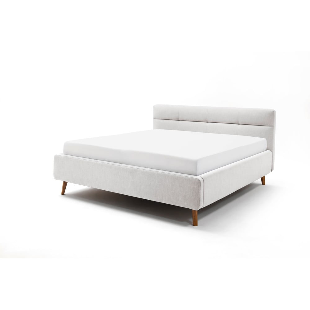 Világosszürke kárpitozott franciaágy ágyrács nélkül 160x200 cm Lotte – Meise Möbel