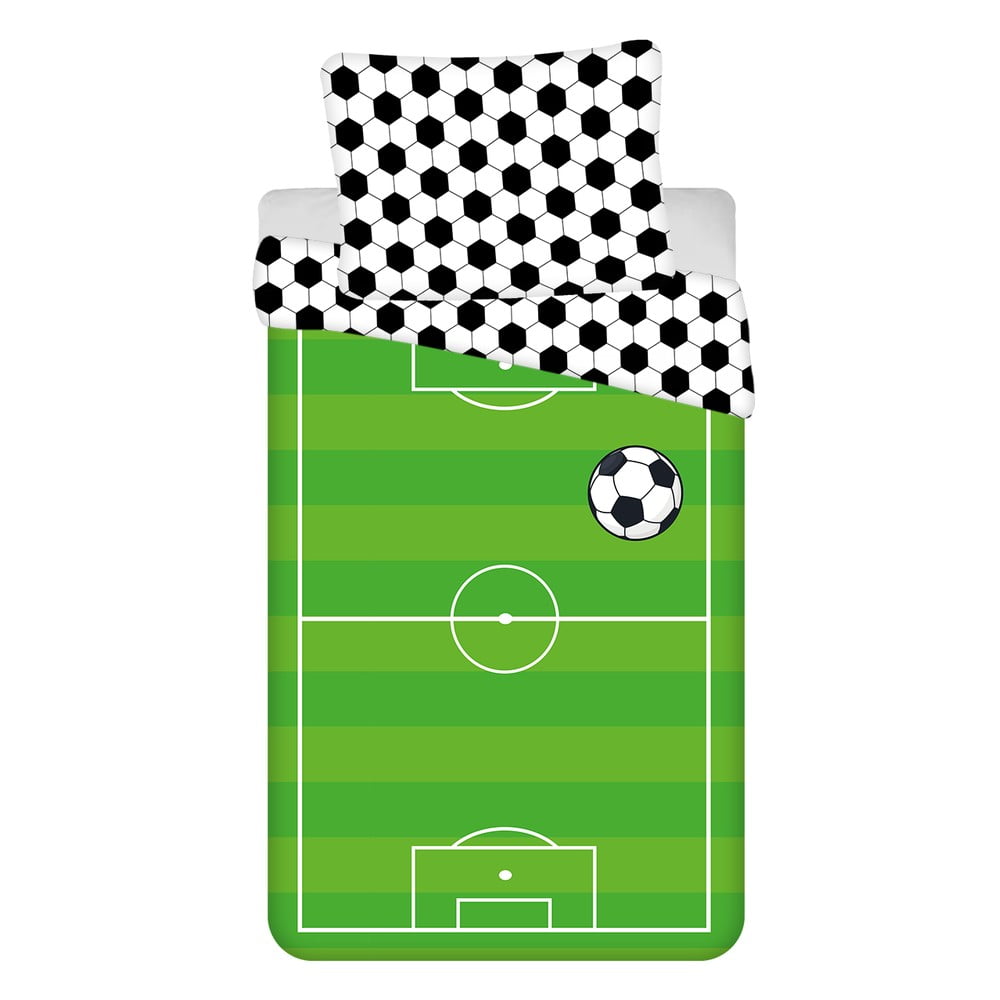 Zöld egyszemélyes pamut gyerek ágyneműhuzat 140x200 cm Football – Jerry Fabrics
