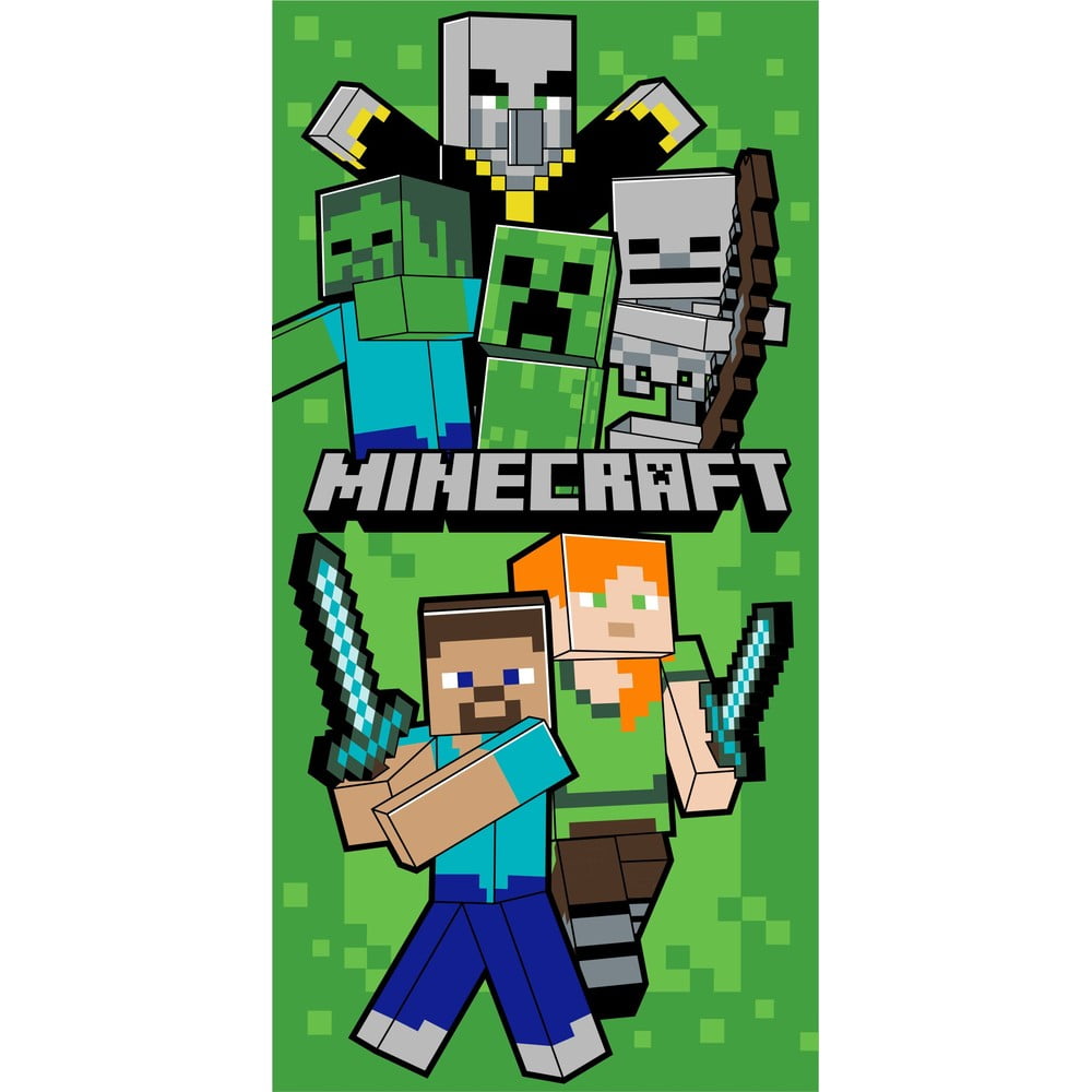 Zöld pamut gyerek fürdőlepedő 70x140 cm Minecraft Let´s Survive – Jerry Fabrics